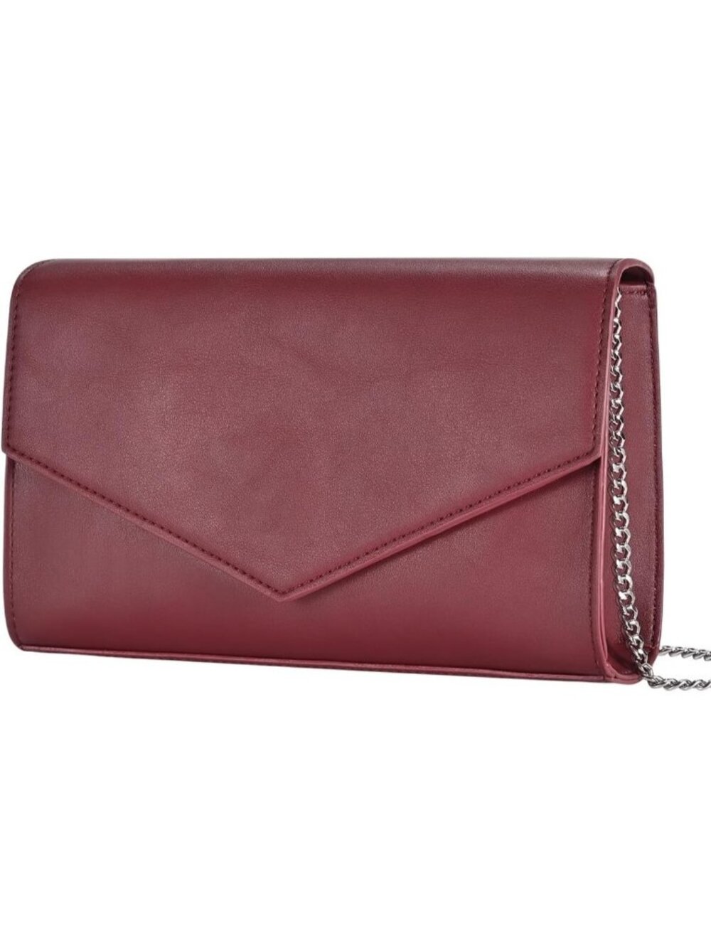 Women's Wine Red Faux Leather Clutch Purses Envelope Evening Shoulder Bag